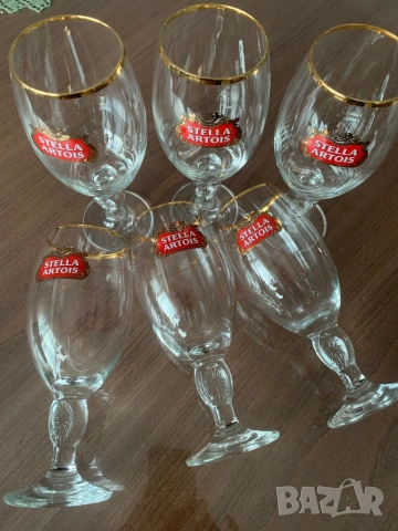 Комплект от 6 чаши за бира с логото на Stella Artois, снимка 6 - Чаши - 54766953