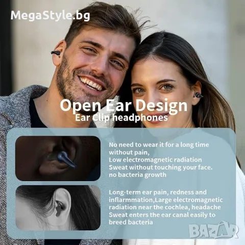 XClear BH12 Безжични Bluetooth 5.3 Спортни Слушалки с Щипка, Черни, снимка 3 - Безжични слушалки - 55314277