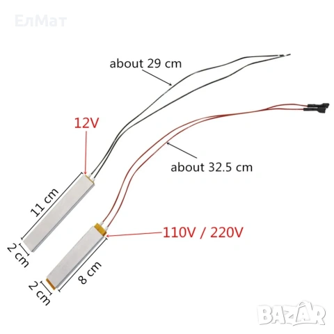 Керамичен PTC нагревател за инкубатор 220V или 12V - 8 модела, снимка 6 - други­ - 30207588