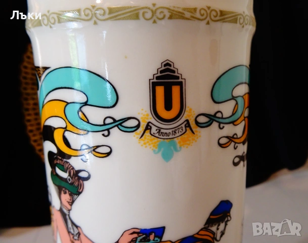 Порцеланова халба с капак от калай 30 см.,Art Nouveau. , снимка 10 - Антикварни и старинни предмети - 55179612