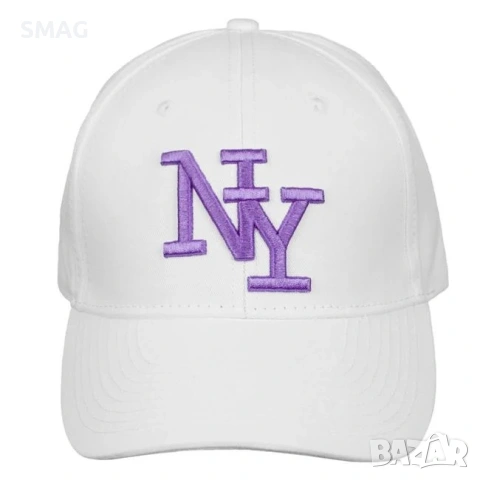 Дамска шапка Jockey памучна бяла с бродерия NY_1224046, снимка 2 - Шапки - 54850445