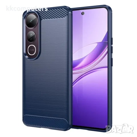 Калъф за vivo V50 Lite 4G / 5G – Карбонов текстура, Четкан, TPU, Издигнати ръбове, 3 цвята, снимка 2 - Калъфи, кейсове - 55378726