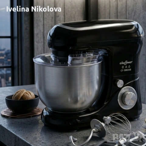 Планетарен миксер 1600W с 6.5L купа – мощност за перфектно тесто, кремове и десерти, снимка 5 - Миксери - 54451220