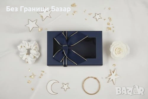 Нови луксозни 12 броя подаръчни кутии тъмносини с прозрачен капак и златна панделка, снимка 7 - Други - 54966757