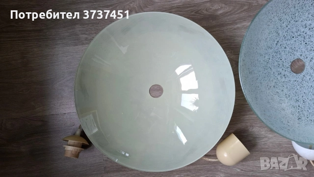 Лампа - 2 стъклени пендели, снимка 4 - Лампи за таван - 55192559