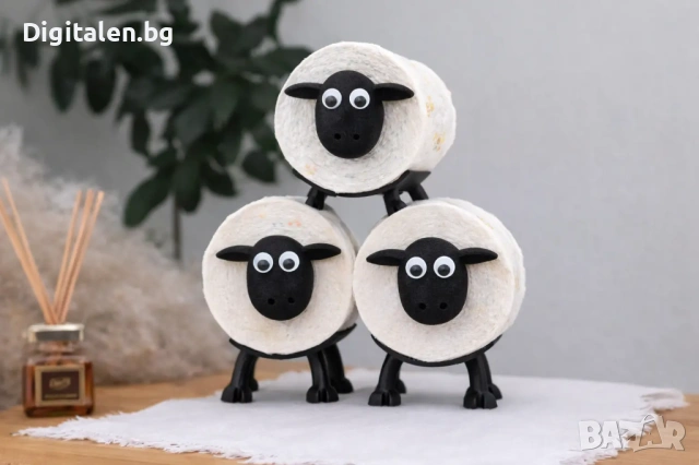 Държач за тоалетна хартия „Овцата Шон“ –  декорация за баня, снимка 2 - Други стоки за дома - 53958927