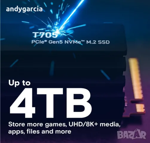 4TB SSD Crucial T705 PCIe Gen 5 NVMe 4000GB Read 14100 MB/s TLC NAND Disk диск за Laptop & Desktop, снимка 8 - Твърди дискове - 55402051