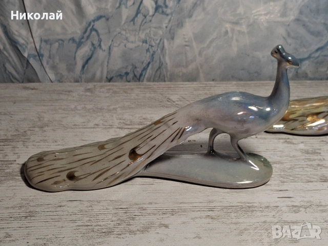 Двойка Стар Български Порцелан Порцеланова Фигура Паун, снимка 8 - Антикварни и старинни предмети - 54617379