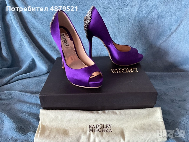 Нови изящни обувки Badgley Mischka Kiara Purple Satin size 37, снимка 6 - Дамски елегантни обувки - 55206348