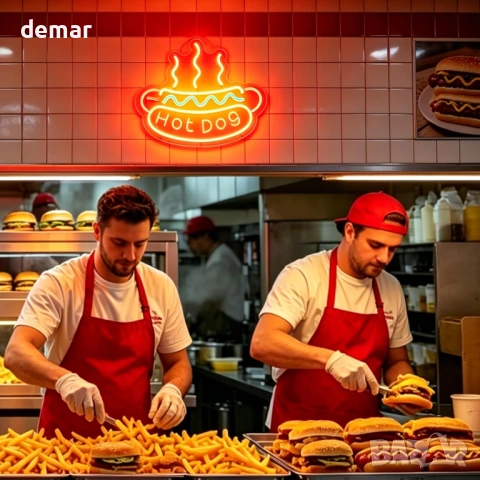 LED неонова табела „Hot Dog“ с USB, димер и окачване за стена/заведение 40×33 см, снимка 6 - Лед осветление - 54924751