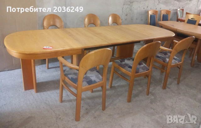 Комплект масивна разтегателна маса-Автомат с 6 стола, снимка 2 - Маси - 55093059