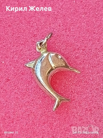Сребърен медальон във формата на делфин 🐬 нежно Арт бижу 42474, снимка 6 - Колиета, медальони, синджири - 55090381