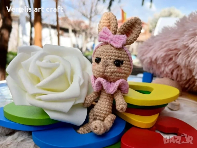 Плетено зайче за фотосесия на новородено бебе, снимка 2 - Други - 54169741