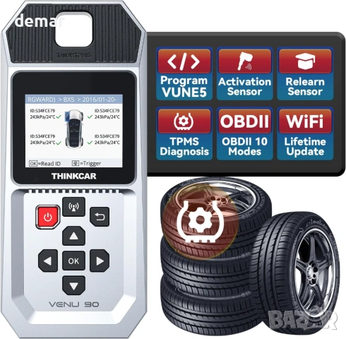 Диагностичен инструмент THINKTPMS VENU90 TPMS OBD2, активиране/четене