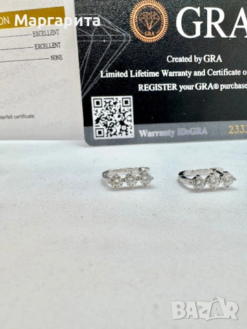 Сребърни обеци с мойсанит (диамант) 0.6 карата 6камъка*0.1 карат, снимка 12 - Обеци - 54241132