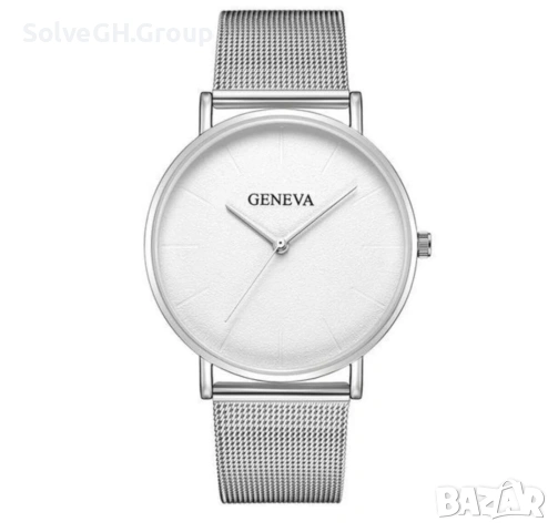 Часовник Geneva • Метална Верижка • Дамски • 2 Цвята , снимка 2 - Дамски - 54814013