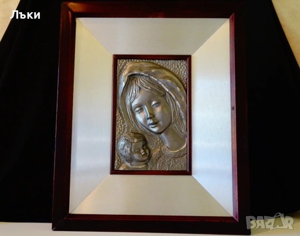 Калаена икона Богородица с Младенеца,рамка. , снимка 6 - Икони - 54413440