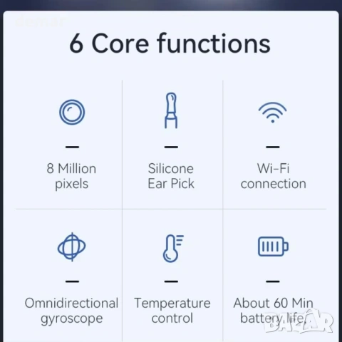 Комплект за премахване на ушна кал от 8 части с 1080P камера за iOS и Android, снимка 3 - Други - 54422384