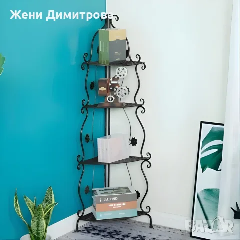 Елегантен ъглов рафт за дома бял или черен, снимка 2 - Етажерки - 55546793