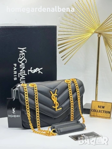 YSL Loulou Quilted Chain Bag – Дамска чанта в бяло и черно | Златни детайли, снимка 2 - Чанти - 54314150