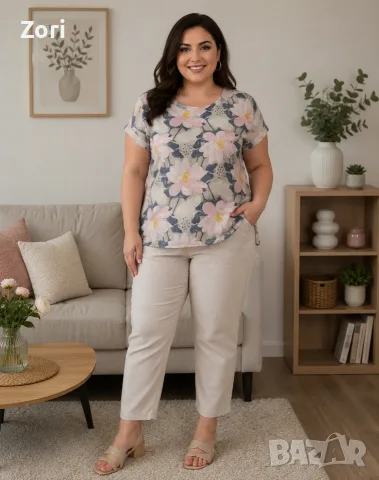 РАЗКОШНА блуза 2XL/3XL размер, снимка 2 - Тениски - 55388476