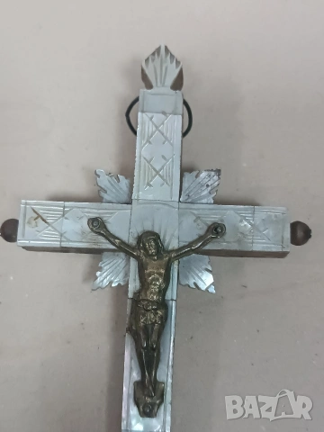 Стар кръст със седеф от Йерусалим , снимка 3 - Антикварни и старинни предмети - 53998061