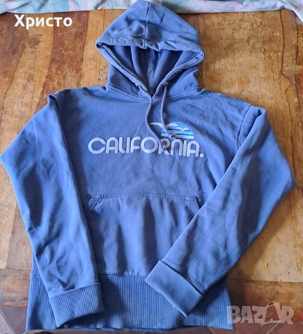 суичър с качулка худи Hermosa, син, марков, оригинален 100% памук