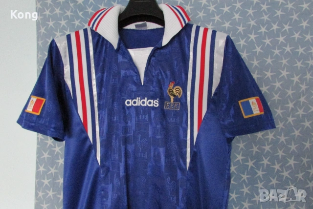 винтидж фланелка FRANCE Euro 1996 Adidas Zidane  футболна тениска Левски Южна Африка Адидас Франция, снимка 5 - Футбол - 55079321