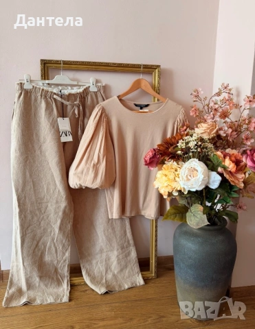 Ленен панталон Zara: “Тихият лукс за твоето лято 🌿“, снимка 9 - Панталони - 54158735