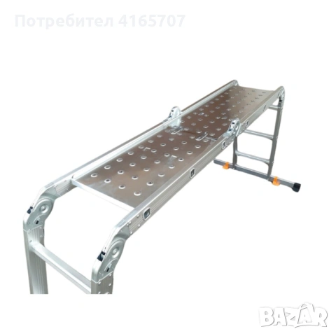 Мултифункционална алуминиева съчленена стълба 4х3 (3.60 м) със стоманени платформи, снимка 4 - Други машини и части - 54470825