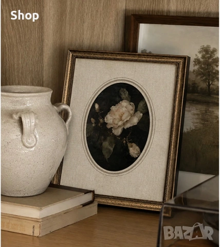Флорална картина с антична златна рамка 🎨, снимка 2 - Картини - 55071832