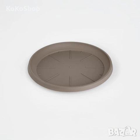 Саксия - Ø 35 x 26 см, пластмасова, цвят антрацит, снимка 2 - Саксии и кашпи - 54421606