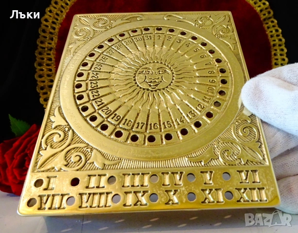 Бронзов вечен календар със зодиак на гърба., снимка 3 - Антикварни и старинни предмети - 54973809