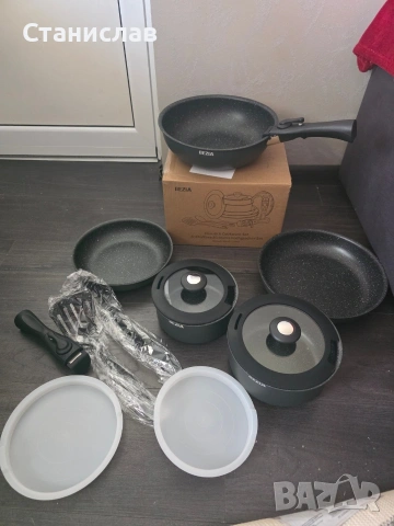 Комплект индукционни съдове за готвене BEZIA 10 части, снимка 3 - Съдове за готвене - 54234855