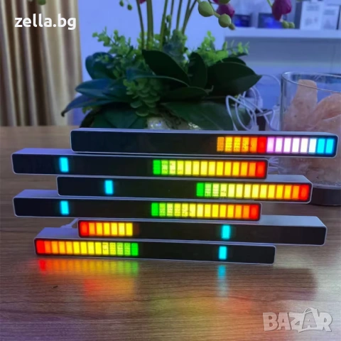 RGB LED лента с аудио активация, 32 LED диода, USB-C | Музикален VU метър за гейминг 10257, снимка 6 - Нумизматика и бонистика - 54661893