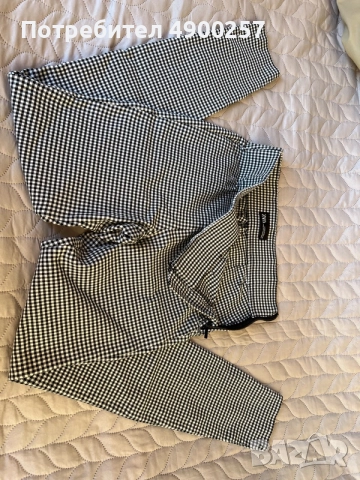 Черно-бял панталон от Zara със страничен цип в размер XS. Без забележки. , снимка 2 - Панталони - 55471287