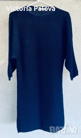 Тъмносиня плетена рокля -пуловер ZARA KNIT, размер S, снимка 3 - Рокли - 55441532