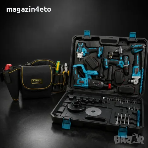 Комплект акумулаторни инструменти BOXER BX-187 4в1 + ПОДАРЪК многофункционална работна чанта