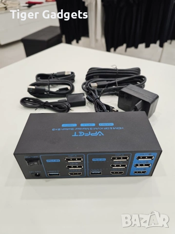 VPFET VP-SW232 8K KVM Switch за 2 компютъра и 3 монитора – HDMI 2.1 + DisplayPort 1.4, USB 3.0, снимка 7 - Друга електроника - 54517337