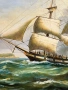 Картина масло с кораб и изящна рамка , снимка 8