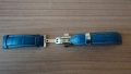 Синя кожена каишка за часовник 22 мм с разгъваща се закопчалка (Folding Clasp)., снимка 1