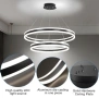 Луксозен LED полилей LAMPLAY, модерна LED висяща лампа 65W, голяма таванна лампа с 2 черни пръстена , снимка 2