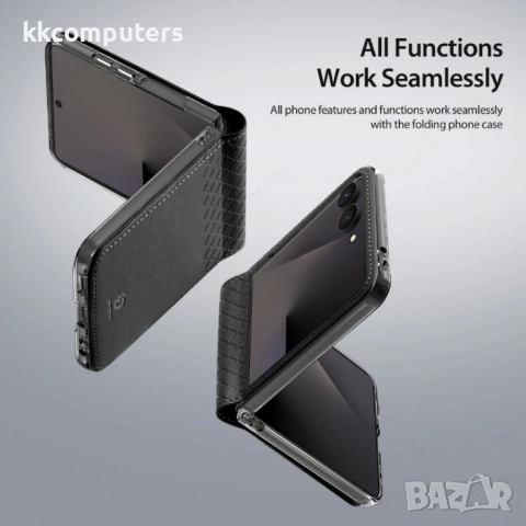 Кожен Калъф за Samsung Galaxy Z Flip8 DUX DUCIS Bril Series с Протектор – Черен, снимка 5 - Калъфи, кейсове - 54680520