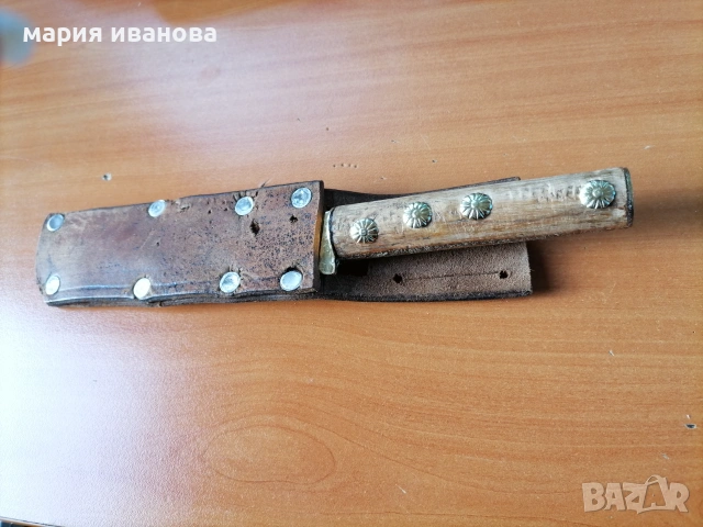 Стар овчарски нож с кожена кания , снимка 4 - Антикварни и старинни предмети - 55083932
