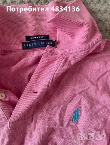 Тъмно розова тениска с яка polo Ralph Lauren, снимка 5 - Ризи - 54633124