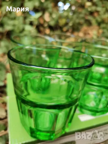 Чаши 6 броя зелено стъкло , снимка 4 - Чаши - 55698519