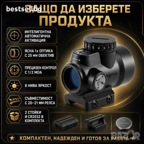 Бързомерец прицел Trijicon 1x25 бързомер мерник пикатини пушка еърсофт, снимка 5 - Оборудване и аксесоари за оръжия - 41813277