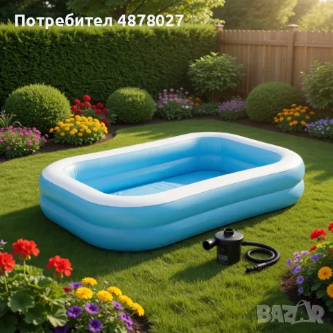 Надуваем семеен басейн 200x150 см + компактна електрическа помпа, снимка 8 - Басейни и аксесоари - 55293807