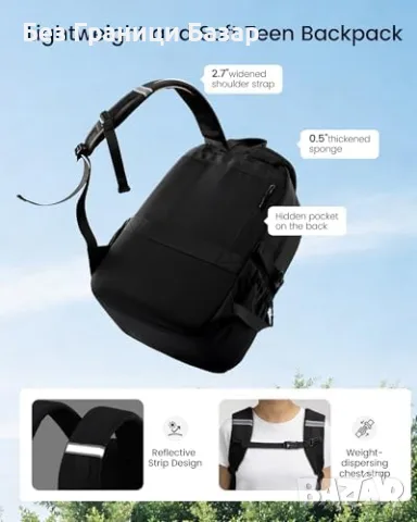 Нова Дамска ученическа раница LOVEVOOK 30L, за лаптоп 15.6”, пътуване и работа, снимка 5 - Раници - 55416808