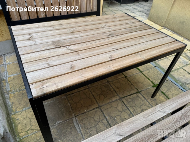 Маса с две пейки, снимка 2 - Градински мебели, декорация  - 54261834